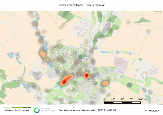 Pocitová mapa Dačic - tady to mám rád