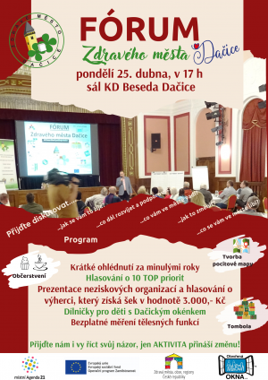 PŘELOŽENO na 25.4. - POZVÁNKA - Fórum Zdravého města Dačice - pondělí 7. 2. v 17 h   1